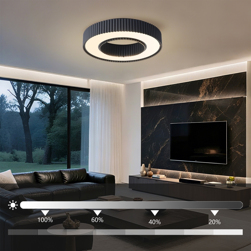 Brilagi - dimeriuojamas lubinis LED šviestuvas LUMIX LED/48W/230V 3000-6000K juodas skersmuo 50 cm + nuotolinis valdymas
