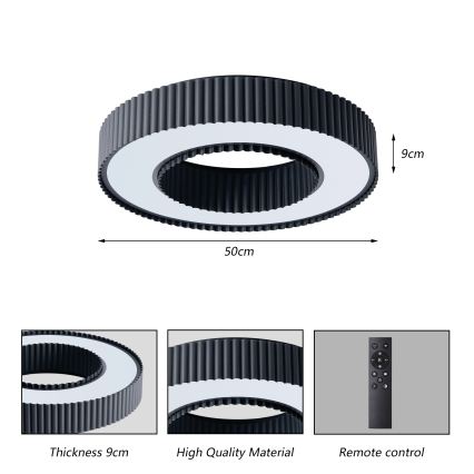 Brilagi - dimeriuojamas lubinis LED šviestuvas LUMIX LED/48W/230V 3000-6000K juodas skersmuo 50 cm + nuotolinis valdymas
