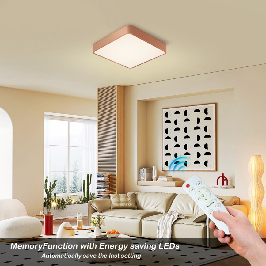BRILAGI - LED dimeriuojamas lubinis šviestuvas POOL SQUARE LED/48W/230V 3000-6000K 50x50 cm bronzinė + su nuotoliniu pulteliu