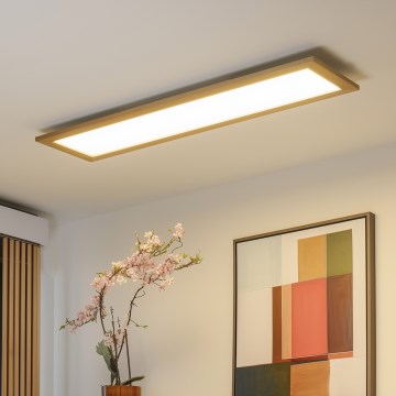 Brilagi - LED reguliuojamas lubų šviestuvas SLIMFRAME WOOD LED/58W/230V 124x34 cm 3000-6000K ruda + nuotolinis valdymas