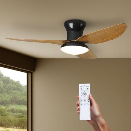 Brilagi - LED reguliuojamas lubų ventiliatorius LED/30W/230V 3000-6500K juoda/ruda + nuotolinio valdymo pultas