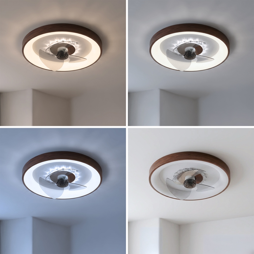 Brilagi - LED dimeriuojamas lubinis ventiliatorius LED/34W/230V 3000-6500K skersmuo 46 cm rudos spalvos + nuotolinis valdymas