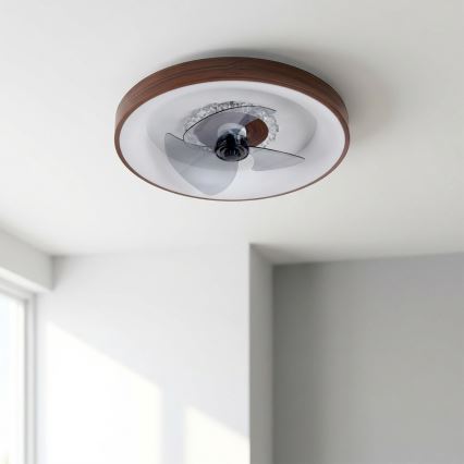 Brilagi - LED dimeriuojamas lubinis ventiliatorius LED/34W/230V 3000-6500K skersmuo 46 cm rudos spalvos + nuotolinis valdymas