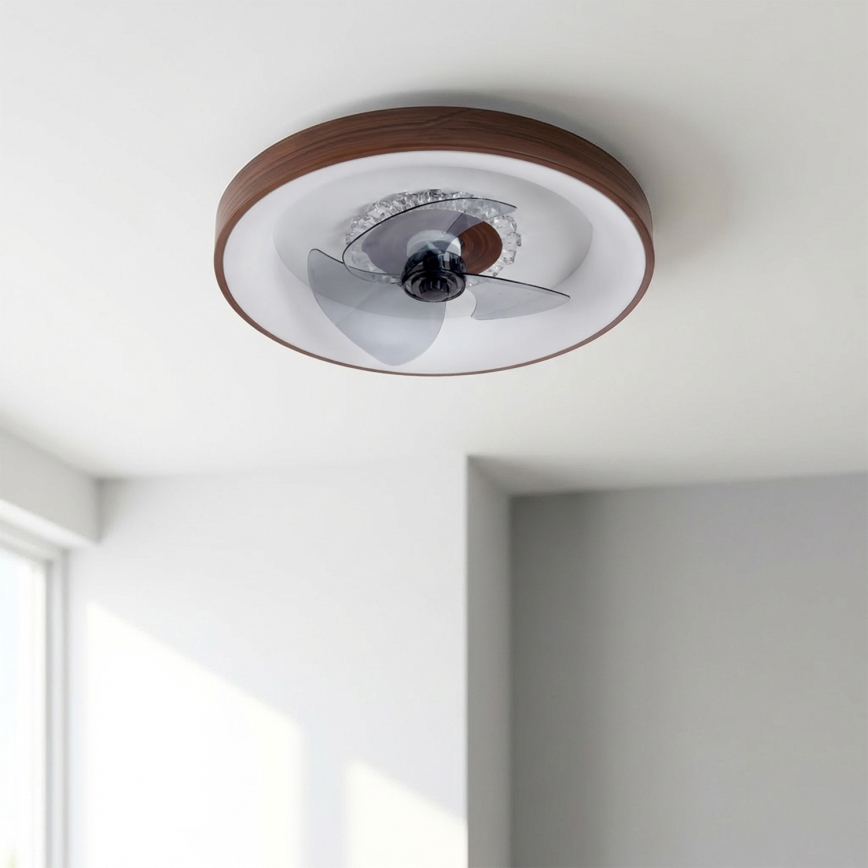 Brilagi - LED dimeriuojamas lubinis ventiliatorius LED/34W/230V 3000-6500K skersmuo 46 cm rudos spalvos + nuotolinis valdymas