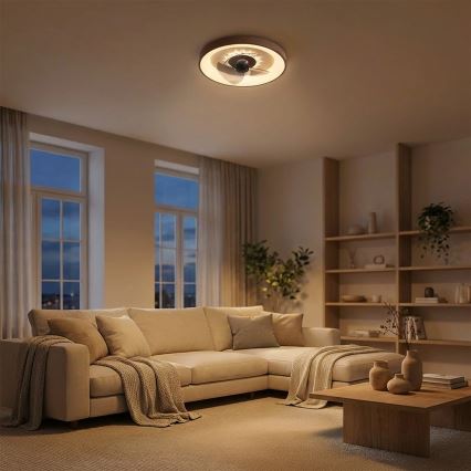 Brilagi - LED dimeriuojamas lubinis ventiliatorius LED/34W/230V 3000-6500K skersmuo 46 cm rudos spalvos + nuotolinis valdymas