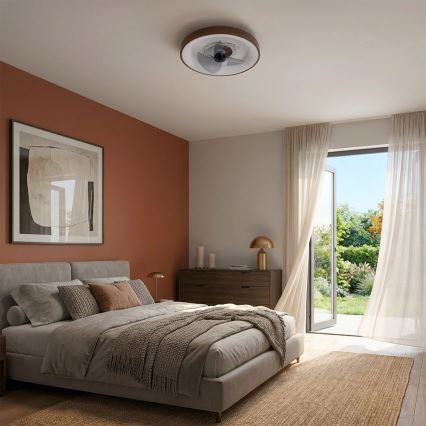 Brilagi - LED dimeriuojamas lubinis ventiliatorius LED/34W/230V 3000-6500K skersmuo 46 cm rudos spalvos + nuotolinis valdymas