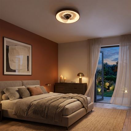 Brilagi - LED dimeriuojamas lubinis ventiliatorius LED/34W/230V 3000-6500K skersmuo 46 cm rudos spalvos + nuotolinis valdymas