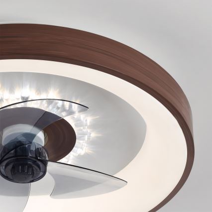 Brilagi - LED dimeriuojamas lubinis ventiliatorius LED/34W/230V 3000-6500K skersmuo 46 cm rudos spalvos + nuotolinis valdymas