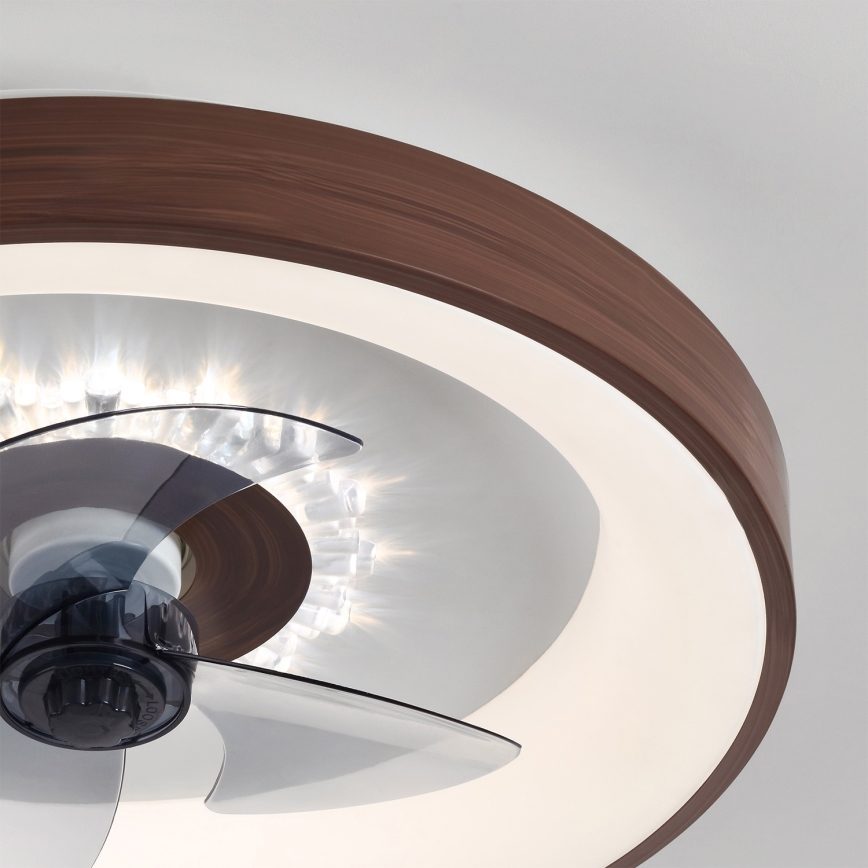 Brilagi - LED dimeriuojamas lubinis ventiliatorius LED/34W/230V 3000-6500K skersmuo 46 cm rudos spalvos + nuotolinis valdymas