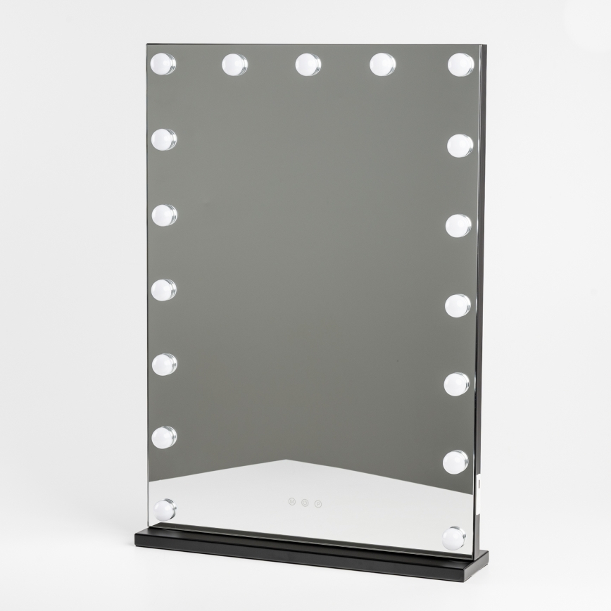 BRILAGI - LED reguliuojamas makiažo veidrodis HOLLYWOOD LED/15W/230V CCT + 2x USB 55x77 cm juoda