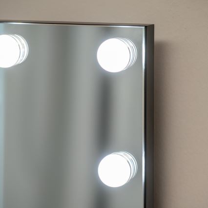 BRILAGI - LED reguliuojamas makiažo veidrodis HOLLYWOOD LED/15W/230V CCT + 2x USB 55x77 cm juoda