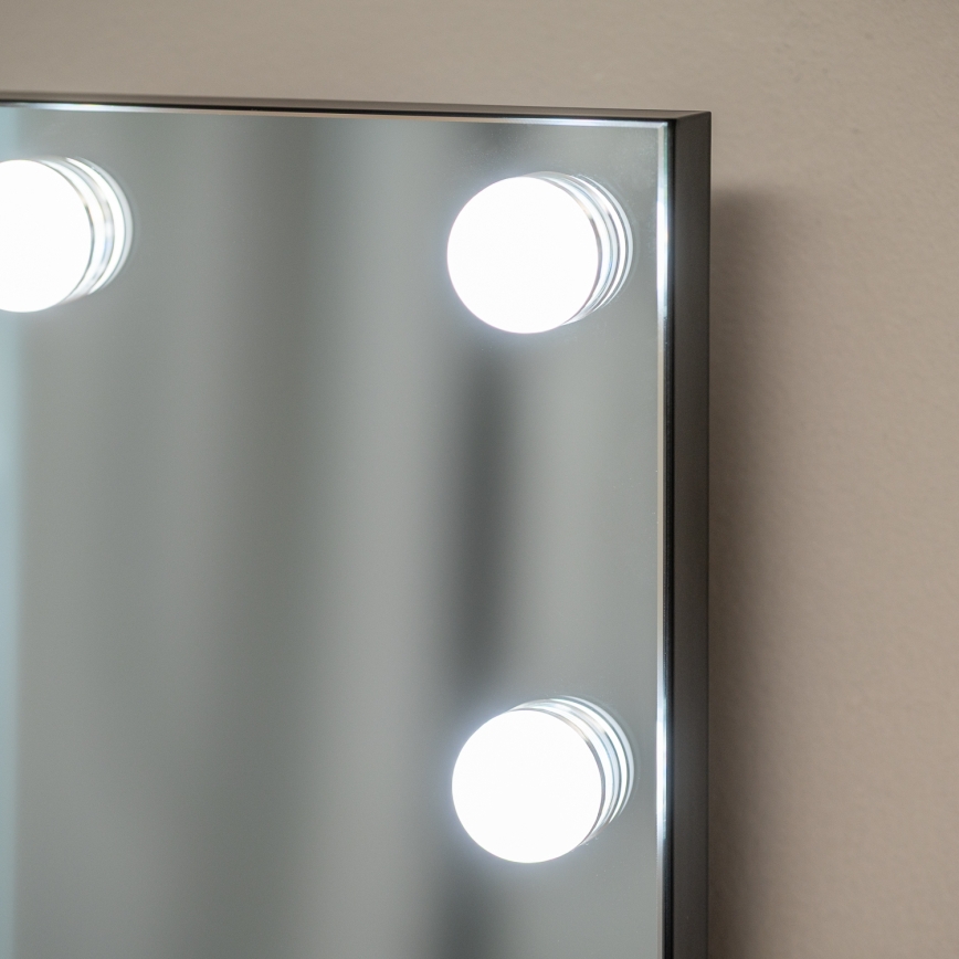BRILAGI - LED reguliuojamas makiažo veidrodis HOLLYWOOD LED/15W/230V CCT + 2x USB 55x77 cm juoda