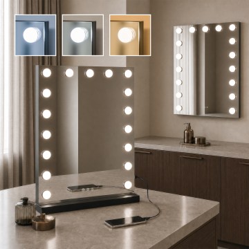 BRILAGI - LED reguliuojamas makiažo veidrodis HOLLYWOOD LED/15W/230V CCT + 2x USB 55x77 cm juoda