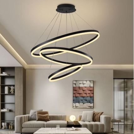 Brilagi - LED Reguliuojamas pakabinamas sietynas CIRCLE LED/125W/230V 3000-6500K juoda + nuotolinio valdymo pultas