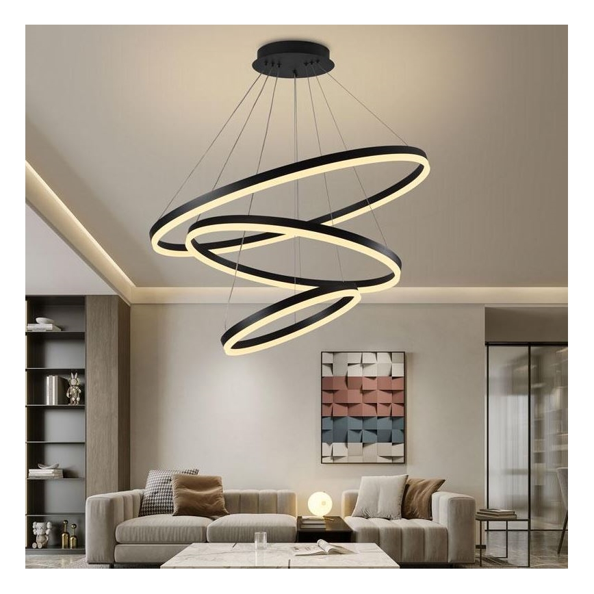 Brilagi - LED Reguliuojamas pakabinamas sietynas CIRCLE LED/125W/230V 3000-6500K juoda + nuotolinio valdymo pultas
