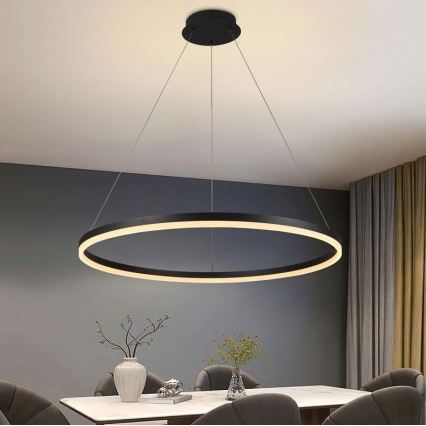 Brilagi - LED Reguliuojamas pakabinamas sietynas CIRCLE LED/55W/230V 3000-6500K juoda + nuotolinio valdymo pultas