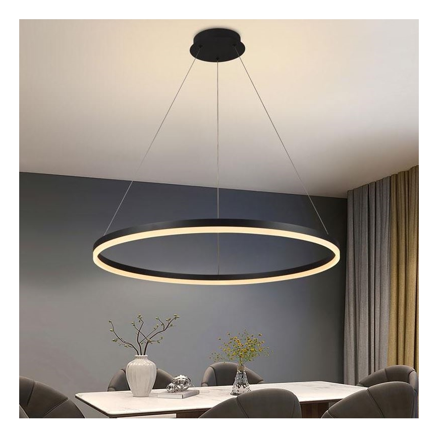 Brilagi - LED Reguliuojamas pakabinamas sietynas CIRCLE LED/55W/230V 3000-6500K juoda + nuotolinio valdymo pultas