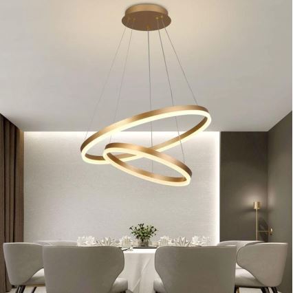 Brilagi - LED Reguliuojamas pakabinamas sietynas CIRCLE LED/70W/230V 3000-6500K auksas + nuotolinio valdymo pultas