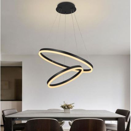 Brilagi - LED Reguliuojamas pakabinamas sietynas CIRCLE LED/70W/230V 3000-6500K juoda + nuotolinio valdymo pultas