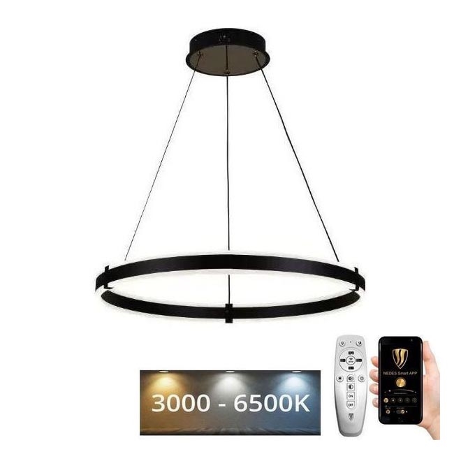 Brilagi - LED Reguliuojamas pakabinamas sietynas CIRCLE LED/85W/230V 3000-6500K juoda + nuotolinio valdymo pultas