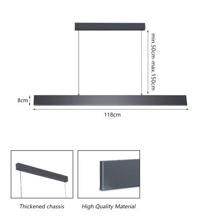 Brilagi - LED Reguliuojamas pakabinamas sietynas SLIMLINE LED/40W/230V 3000-6000K antracitas + nuotolinio valdymo pultas