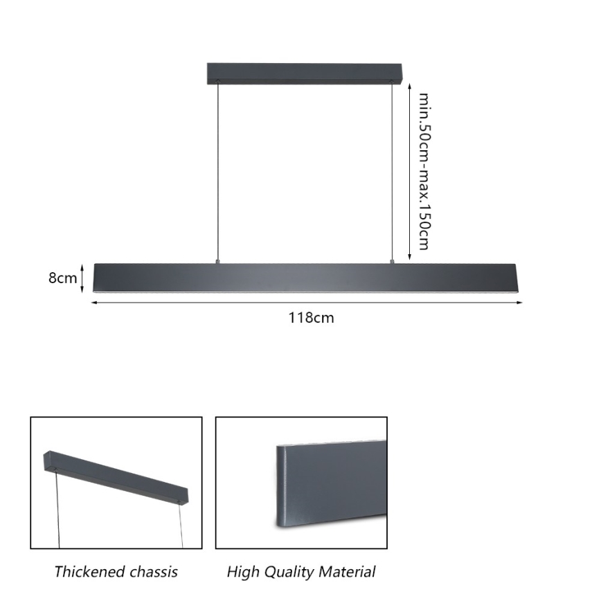 Brilagi - LED Reguliuojamas pakabinamas sietynas SLIMLINE LED/40W/230V 3000-6000K antracitas + nuotolinio valdymo pultas