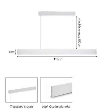 Brilagi - LED Reguliuojamas pakabinamas sietynas SLIMLINE LED/40W/230V 3000-6000K balta + nuotolinio valdymo pultas