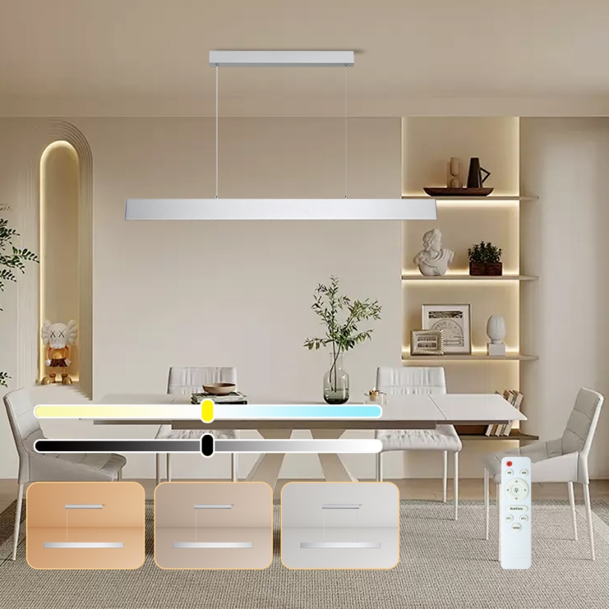 Brilagi - LED Reguliuojamas pakabinamas sietynas SLIMLINE LED/40W/230V 3000-6000K sidabras + nuotolinio valdymo pultas