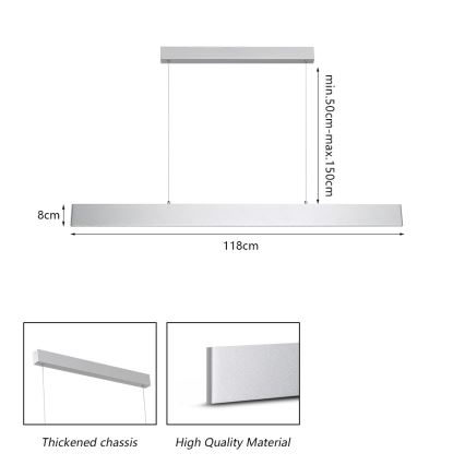 Brilagi - LED Reguliuojamas pakabinamas sietynas SLIMLINE LED/40W/230V 3000-6000K sidabras + nuotolinio valdymo pultas