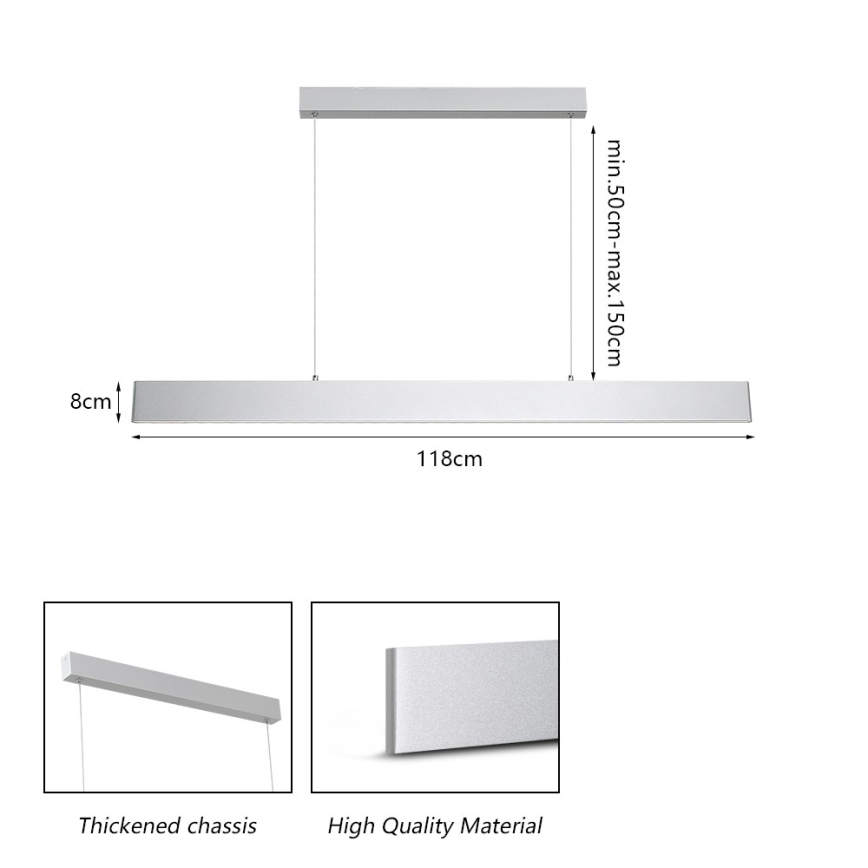 Brilagi - LED Reguliuojamas pakabinamas sietynas SLIMLINE LED/40W/230V 3000-6000K sidabras + nuotolinio valdymo pultas