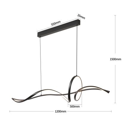 Brilagi - reguliuojamas LED pakabinamas šviestuvas ant laido SIGNATURE LED/55W/230V 3000-6000K 120x23 cm juodas + nuotolinis valdiklis