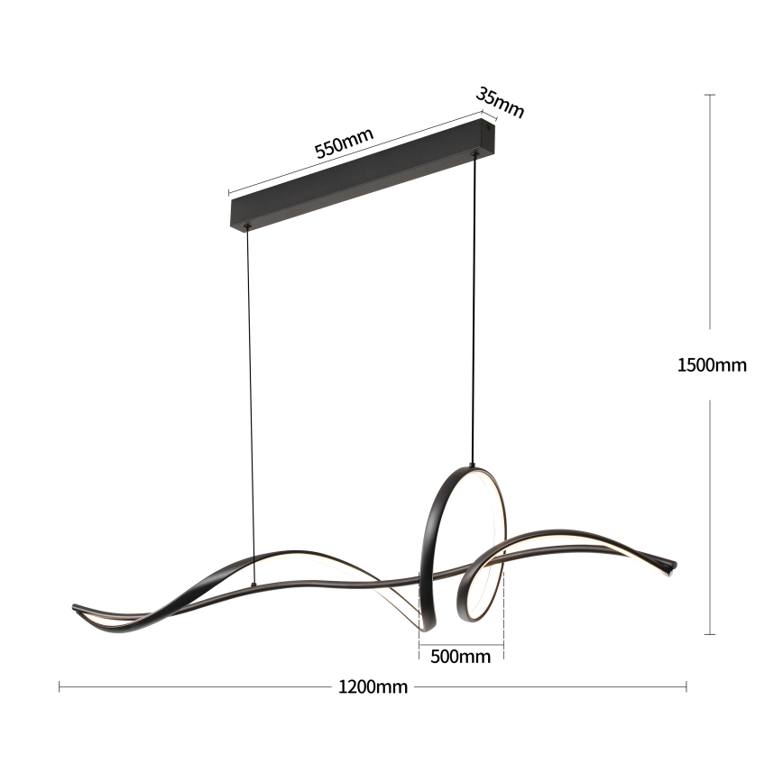 Brilagi - reguliuojamas LED pakabinamas šviestuvas ant laido SIGNATURE LED/55W/230V 3000-6000K 120x23 cm juodas + nuotolinis valdiklis