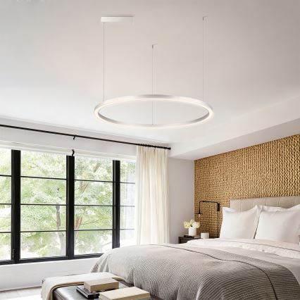Brilagi - LED reguliuojamas pakabinamas šviestuvas ant laido PORTOFINO LED/60W/230V 3000-6000K skersmuo 80 cm sidabro spalvos + nuotolinis pultas