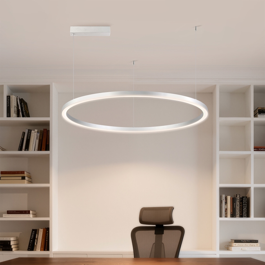 Brilagi - LED reguliuojamas pakabinamas šviestuvas ant laido PORTOFINO LED/60W/230V 3000-6000K skersmuo 80 cm sidabro spalvos + nuotolinis pultas