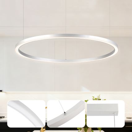 Brilagi - LED reguliuojamas pakabinamas šviestuvas ant laido PORTOFINO LED/60W/230V 3000-6000K skersmuo 80 cm sidabro spalvos + nuotolinis pultas