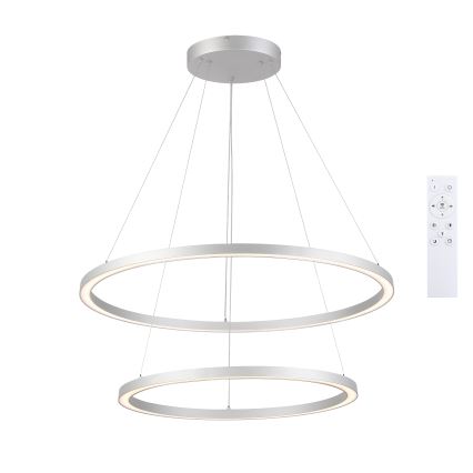 Brilagi - reguliuojama LED liustra ant troselio PORTOFINO LED/98W/230V 3000–6000K skersmuo 80 cm sidabrinė + nuotolinis valdymas