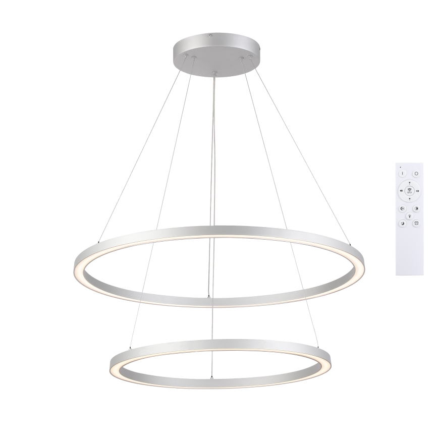 Brilagi - reguliuojama LED liustra ant troselio PORTOFINO LED/98W/230V 3000–6000K skersmuo 80 cm sidabrinė + nuotolinis valdymas