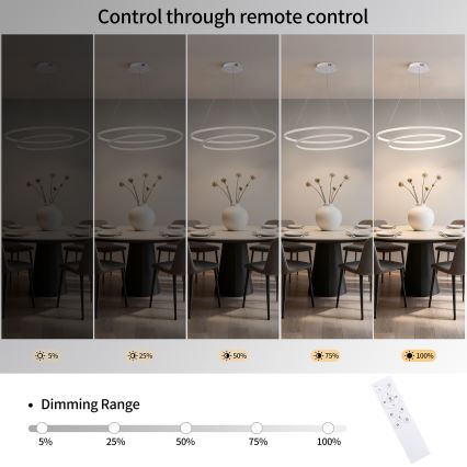 Brilagi - LED reguliuojama liustra ant laido TWISTER LED/105W/230V 3000-6000K skersmuo 100 cm balta + su nuotoliniu valdymu