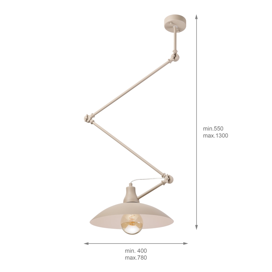 BRILAGI - LED reguliuojamas pakabinamas šviestuvas ant strypo IRONBEAM 1xE27/60W/230V smėlio spalvos