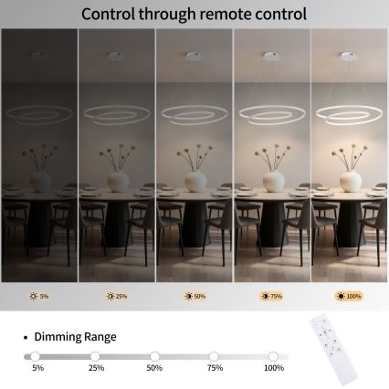 Brilagi - dimeriuojama LED liustra ant laido TWISTER LED/75W/230V 3000-6000K Ø 70 cm balta + nuotolinis pultas