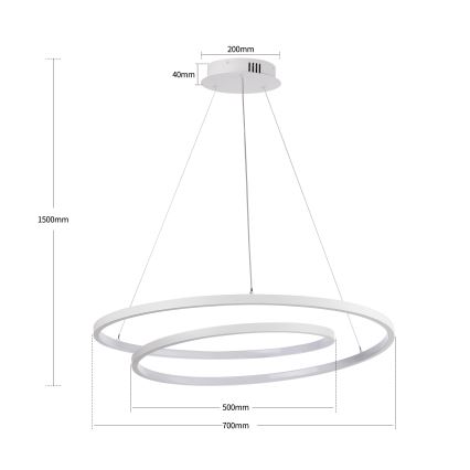 Brilagi - dimeriuojama LED liustra ant laido TWISTER LED/75W/230V 3000-6000K Ø 70 cm balta + nuotolinis pultas