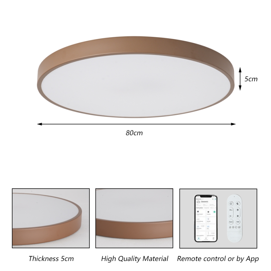 Brilagi – dimeriuojamas LED šviestuvas POOL SMART LED/100W/230V Ø 80 cm 3000–6000K Wi‑Fi (Tuya) + nuotolinis valdymas, ruda
