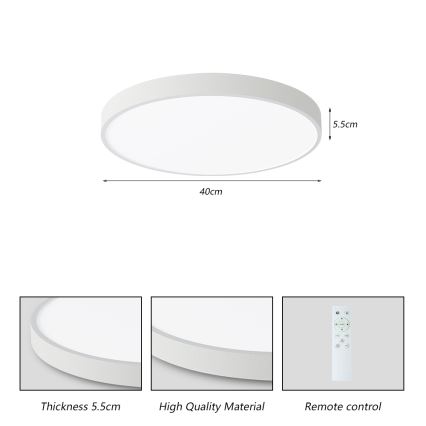 Brilagi - reguliuojamo ryškumo LED lubų šviestuvas POOL SMART LED/48W/230V 40 cm 3000-6000K Wi-Fi Tuya + nuotolinis valdymas baltas