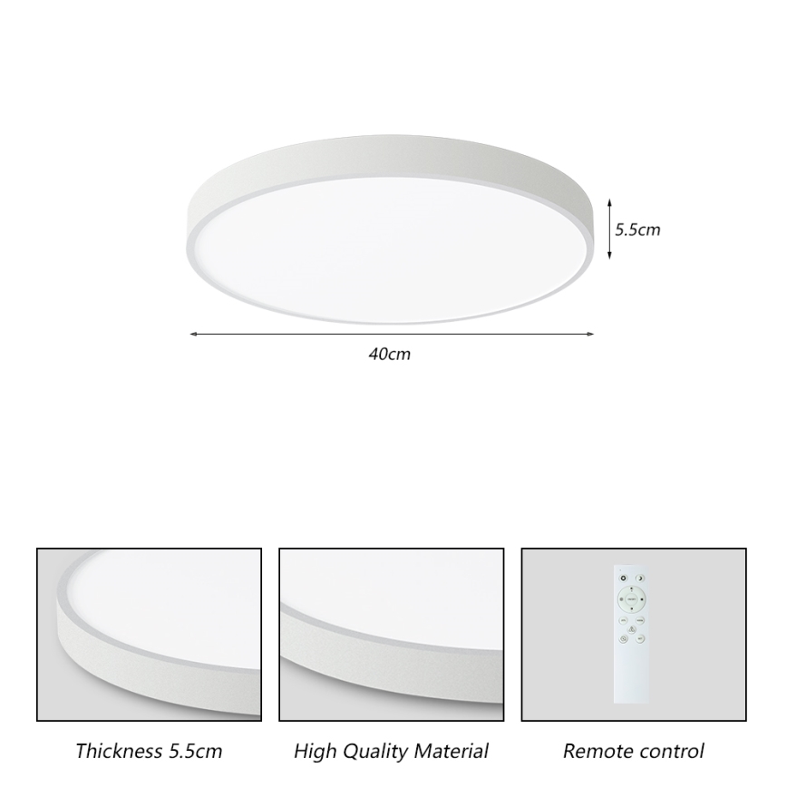 Brilagi - reguliuojamo ryškumo LED lubų šviestuvas POOL SMART LED/48W/230V 40 cm 3000-6000K Wi-Fi Tuya + nuotolinis valdymas baltas