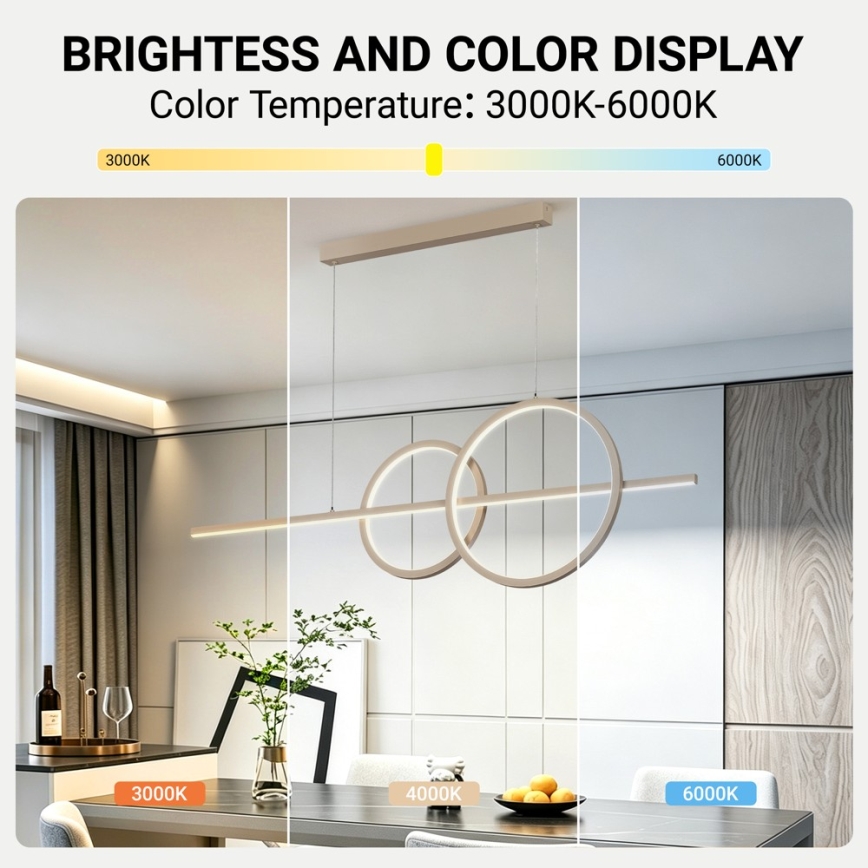 BRILAGI - Reguliuojamas LED pakabinamas šviestuvas ant laido SIGNATURE LED/53W/230V 3000-6000K 120 cm smėlinė+ nuotolinio valdymo pultas