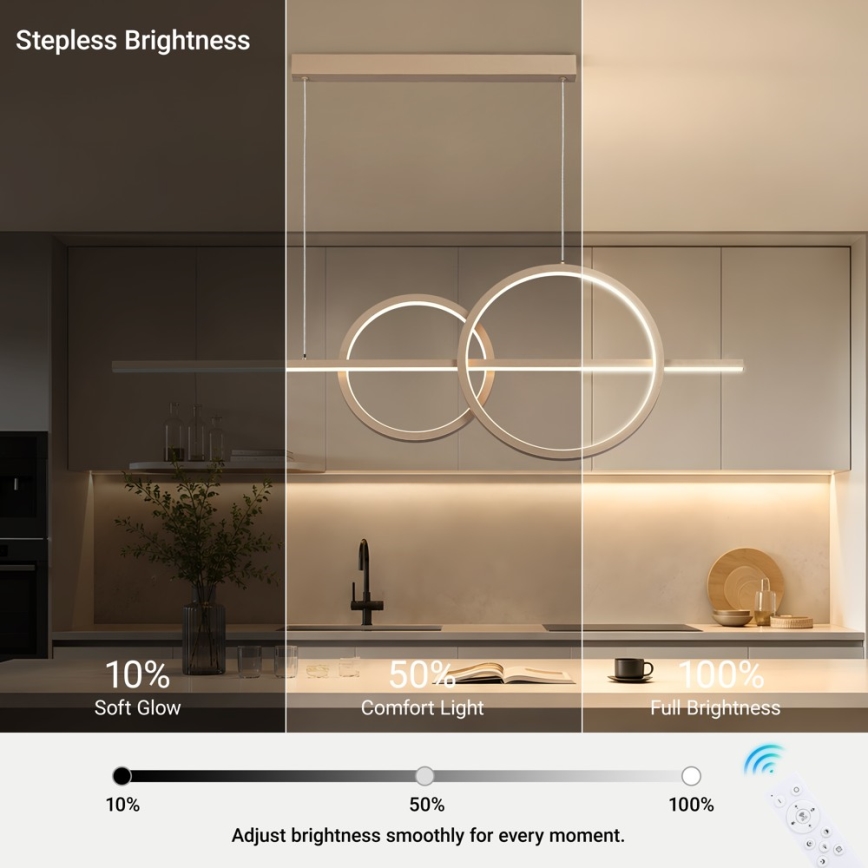 BRILAGI - Reguliuojamas LED pakabinamas šviestuvas ant laido SIGNATURE LED/53W/230V 3000-6000K 120 cm smėlinė+ nuotolinio valdymo pultas