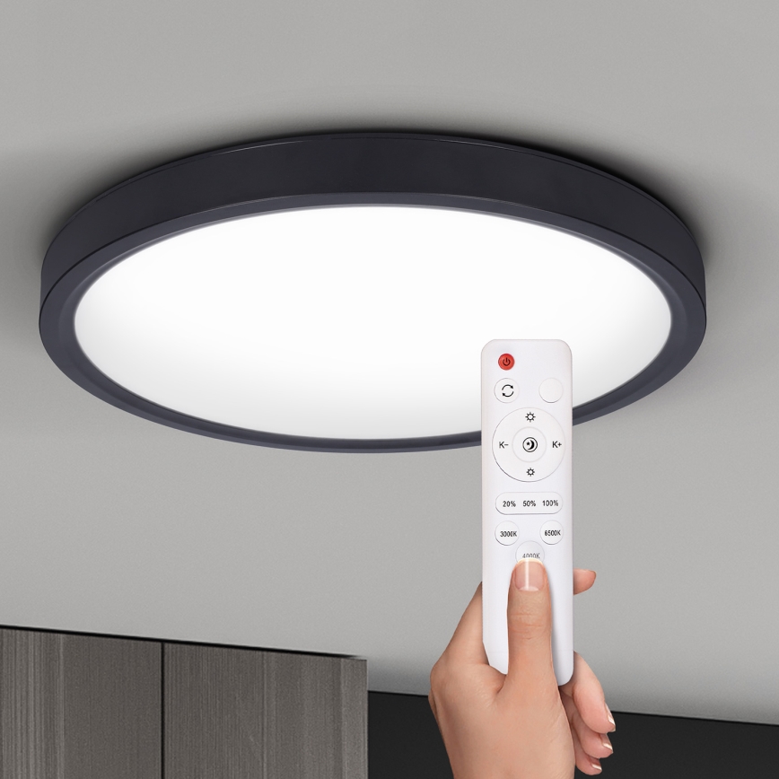 Brilagi - LED Pritemdomas lubinis šviestuvas ESTELA LED/36W/230V 3000-6500K ø 30 cm juoda + nuotolinio valdymo pultas
