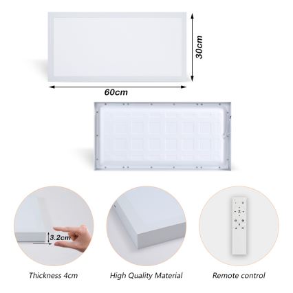 Brilagi - LED pritemdomas lubinis vonios šviestuvas FRAME SMART LED/30W/230V 30x60 cm 3000-6000K IP44 balta + nuotolinio valdymo pultas