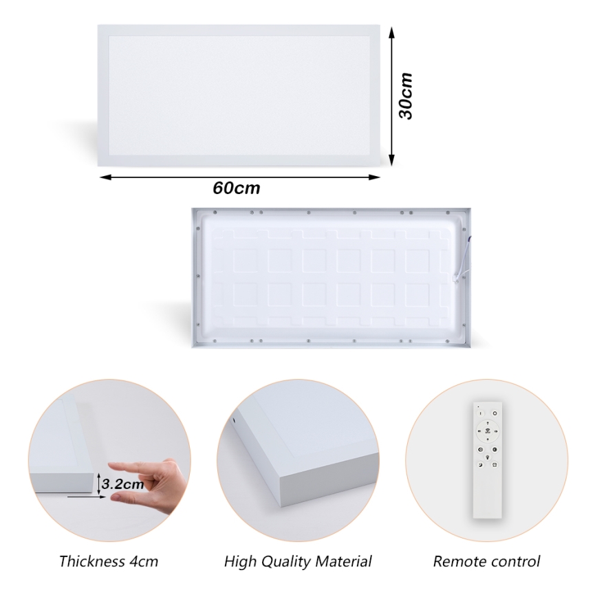 Brilagi - LED pritemdomas lubinis vonios šviestuvas FRAME SMART LED/30W/230V 30x60 cm 3000-6000K IP44 balta + nuotolinio valdymo pultas