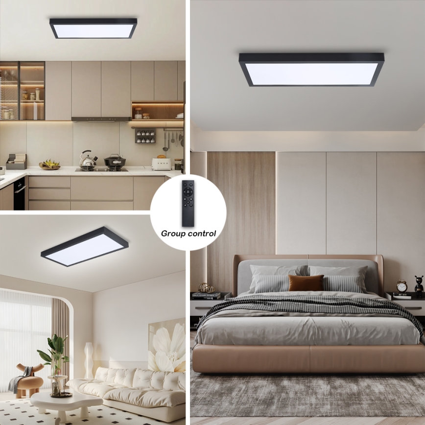 Brilagi - LED pritemdomas lubinis vonios šviestuvas FRAME SMART LED/30W/230V 30x60 cm 3000-6000K  IP44 juoda  + nuotolinio valdymo pultas